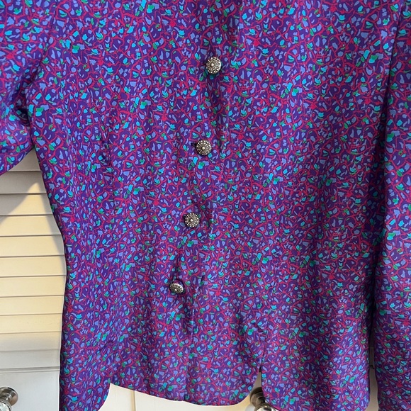 Vintage Leslie fay purple button down jacket - Picture 3 of 4